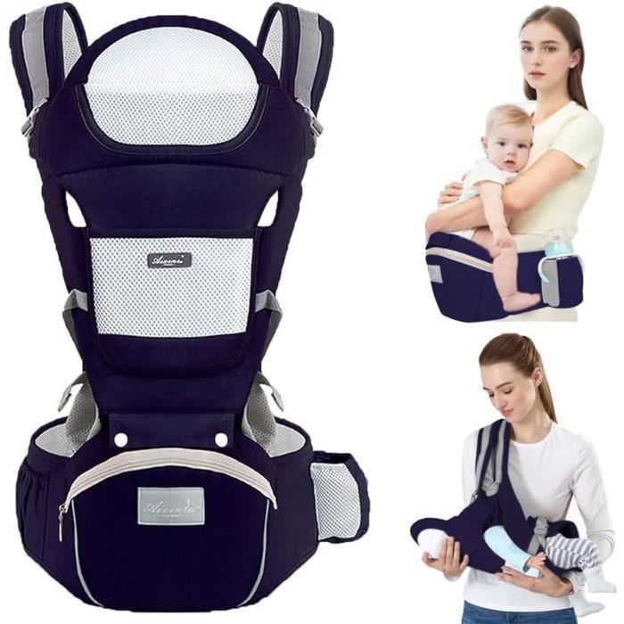 Portabebés multifuncional 6 en 1 para senderismo con asiento ergonómico ajustable para bebés y niños de 3 a 36 meses, color azul.
