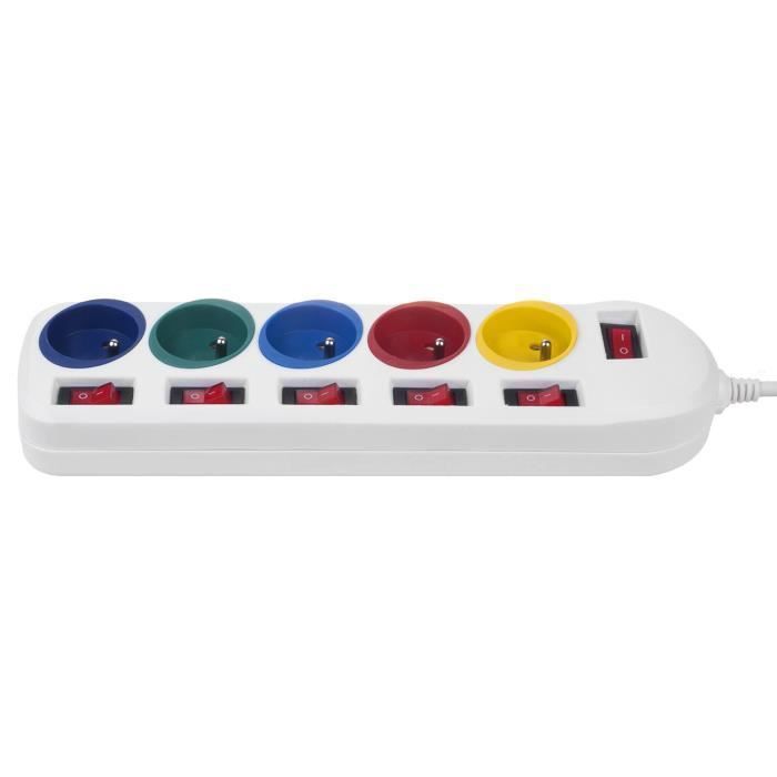Bloc multiprises - Maclean - MCE204 M/W - 5 prises - Protection enfant - 1,5m câble