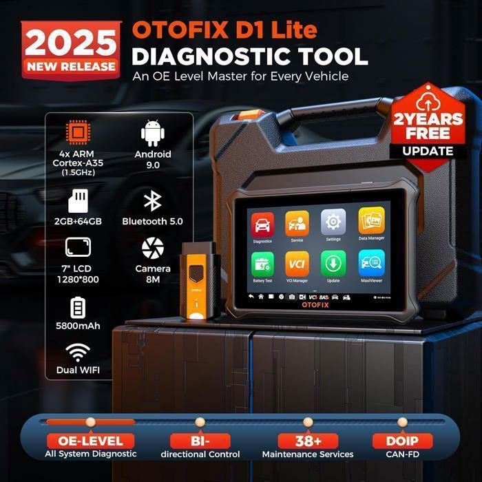 Herramienta de diagnóstico automotriz OTOFIX D1 Lite para todos los sistemas con prueba activa, más de 38 servicios, 2 años de actualizaciones en francés.