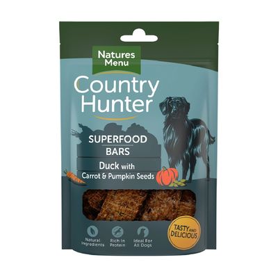 Barras de superalimentos Natures Menu Country Hunter con pato