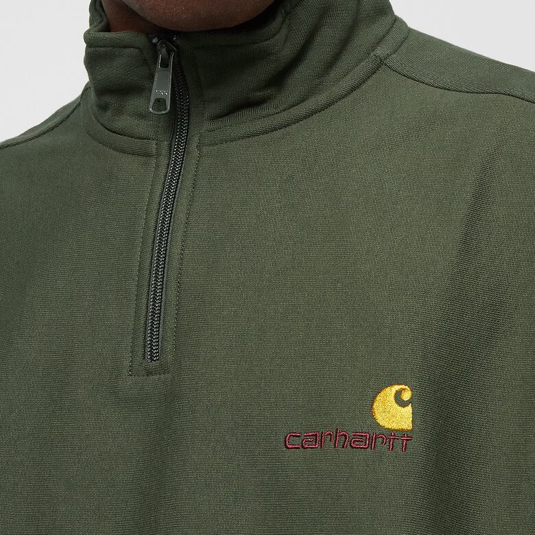 Sweatshirt mit halbem Reißverschluss und amerikanischer Schrift