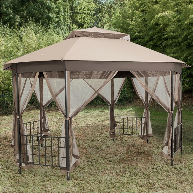 Achteckiger Terrassenpavillon (3 x 3,6 m) mit Moskitonetz