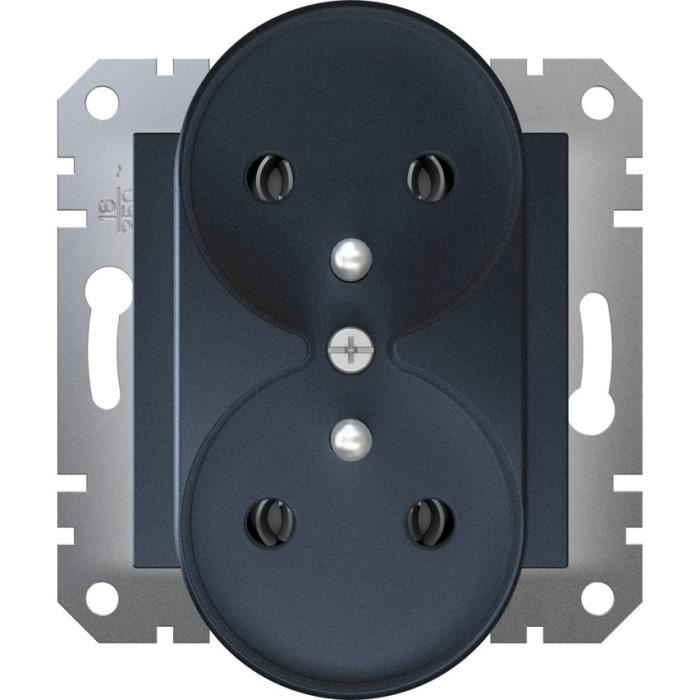 Prise électrique - SCHNEIDER - Asfora - Double 2P+T - Anthracite - Encastrable - Monophasé