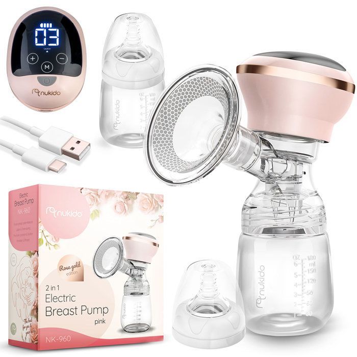 Three-phase electric breast pump - NUKIDO - NK-960 - BPA-free - USB-C - Touchscreen LED display - 3 suction levels