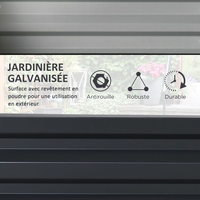 Huerto de jardín Outsunny - acero galvanizado - 120 x 120 x 30 cm - gris