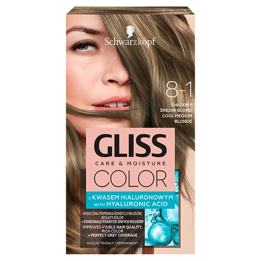 Gliss Color Farba do włosów 8-1 Chłodny Średni Blond
