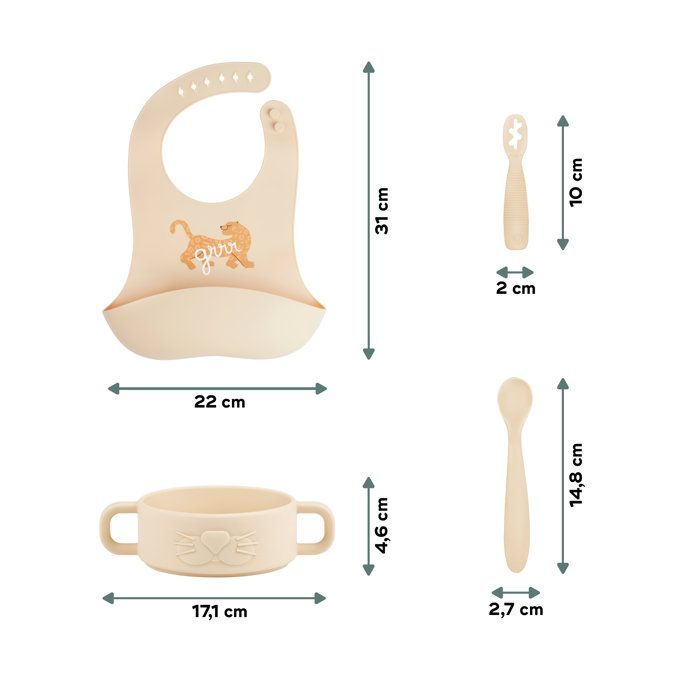 Babymoov - Silicone Baby First Meal Set - Weaning Tableware - Developed with an Occupational Therapist - Mini Roar