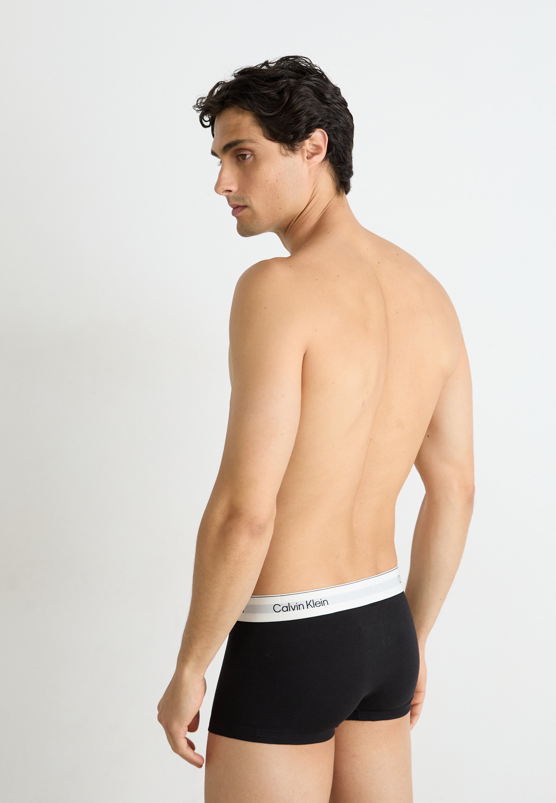 Calvin Klein Underwear LOW RISE TRUNK LOT DE 3 ICON COTTON STRETCH - Culottes - blanc/bleu clair/motif feuillage amusant