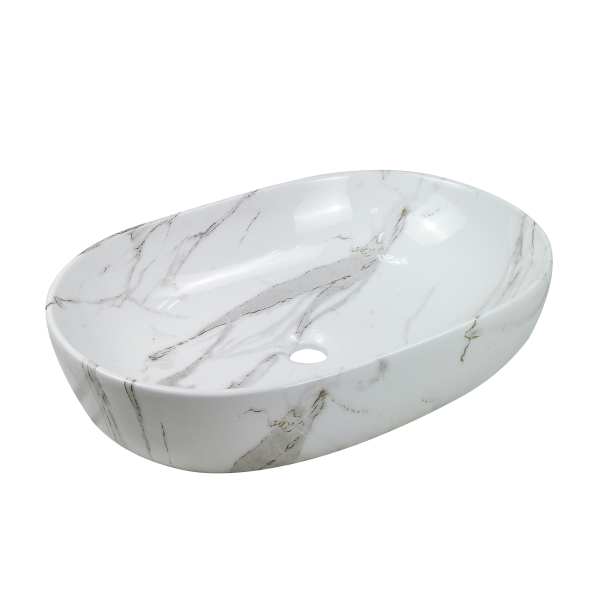 Umywalka Nablatowa Korfu Invena 60 Cm Owalna Efekt Marmur