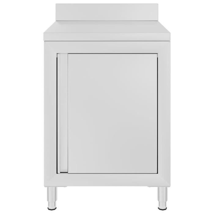 Mesa de trabalho comercial vidaXL com armário, 60x60x96 cm, aço inoxidável