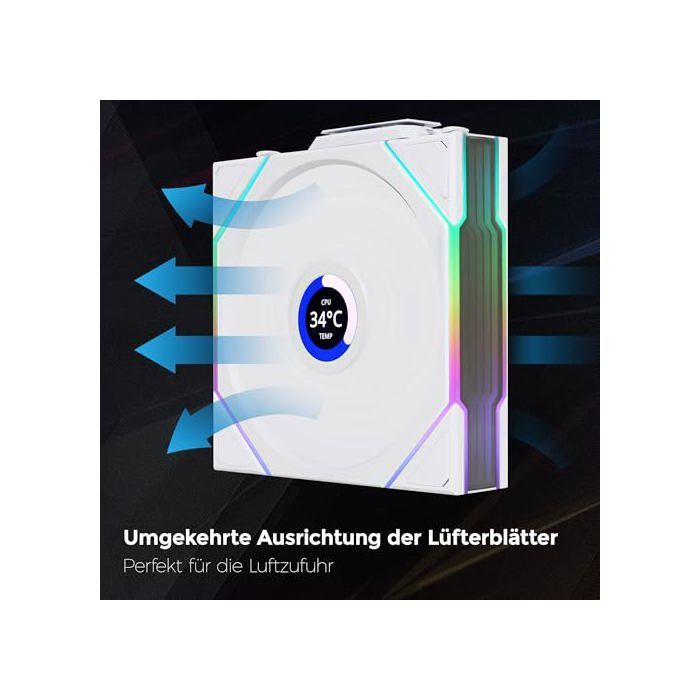 Ventilateur - LIAN LI - UNI FAN TL Ss - ARGB - 3x120mm - Blanc - Contrôle LCD