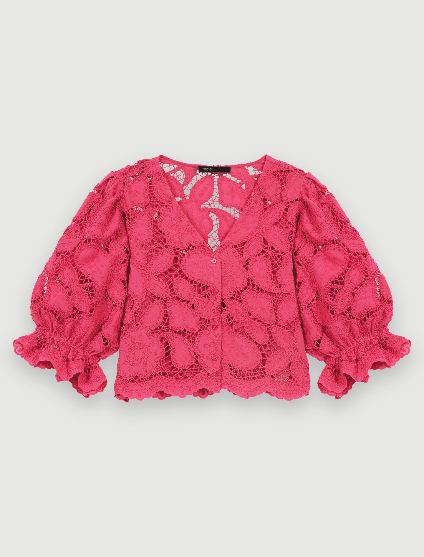 Cămașă scurtă cu tract ajurat - Fuchsia