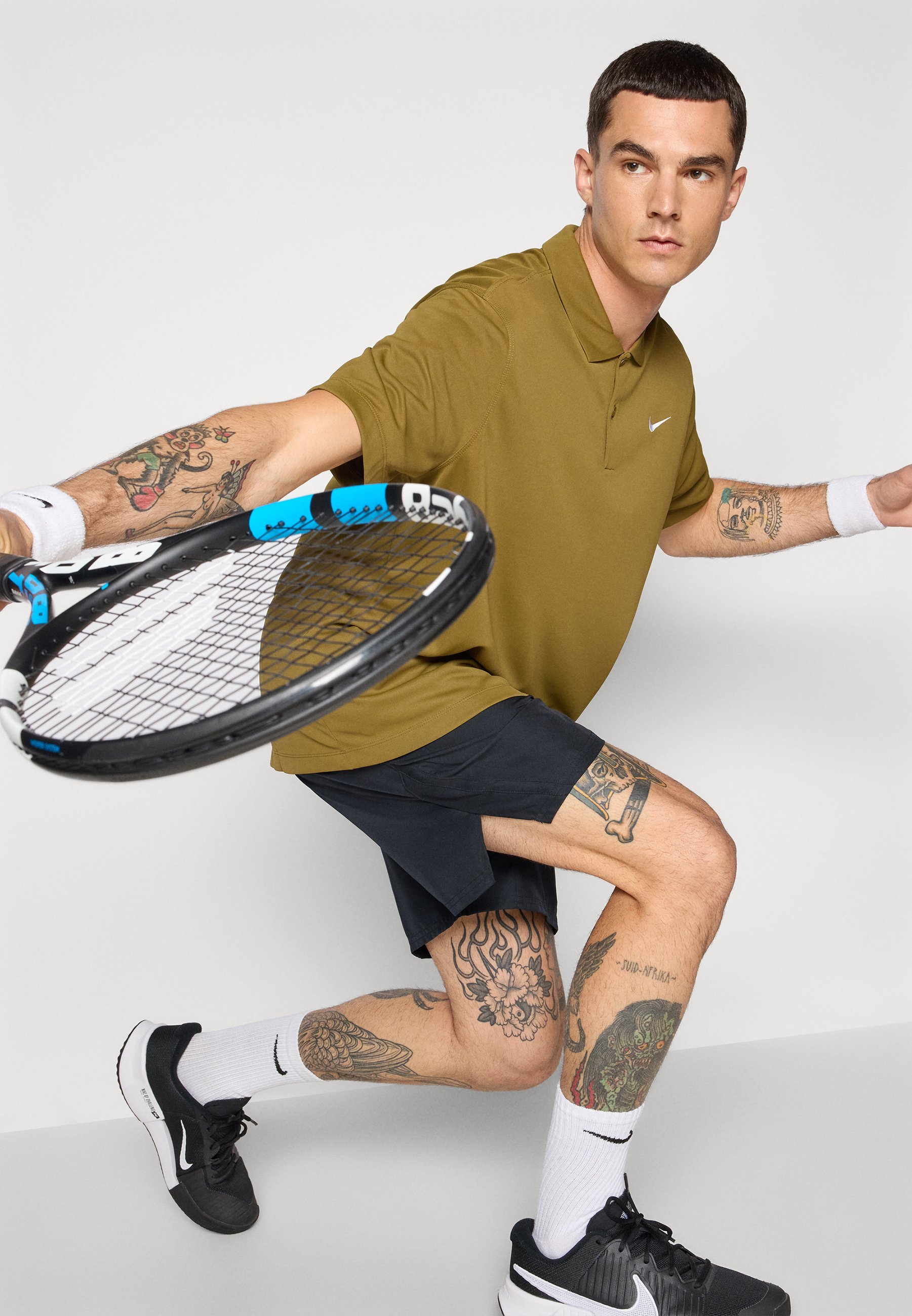 Polo Nike Performance SOLID - kaki/blanc