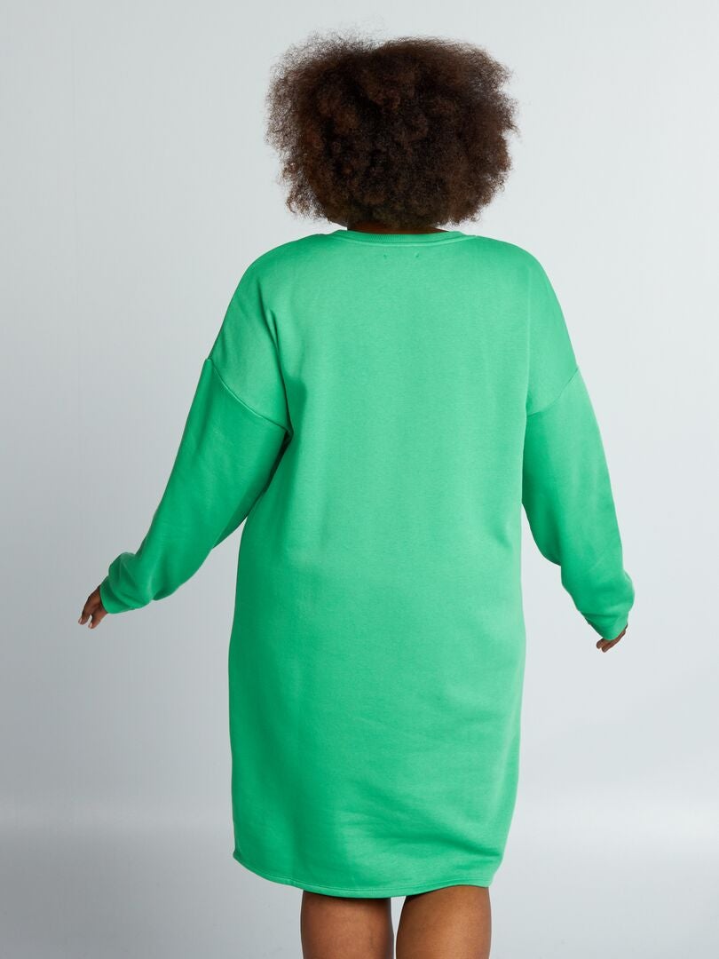 Vestido sudadera con inscripción - VERDE