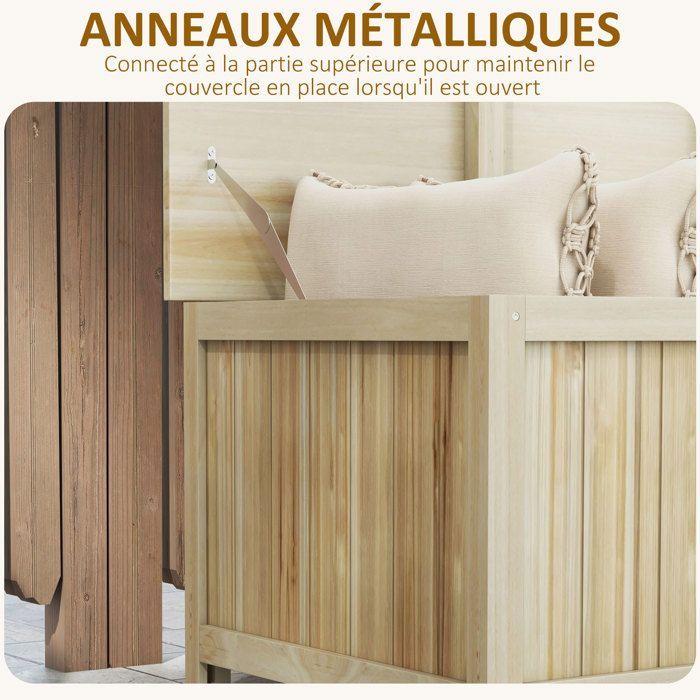 Outsunny - Baúl de almacenamiento - Madera de abeto - 120x55x45cm - Madera natural
