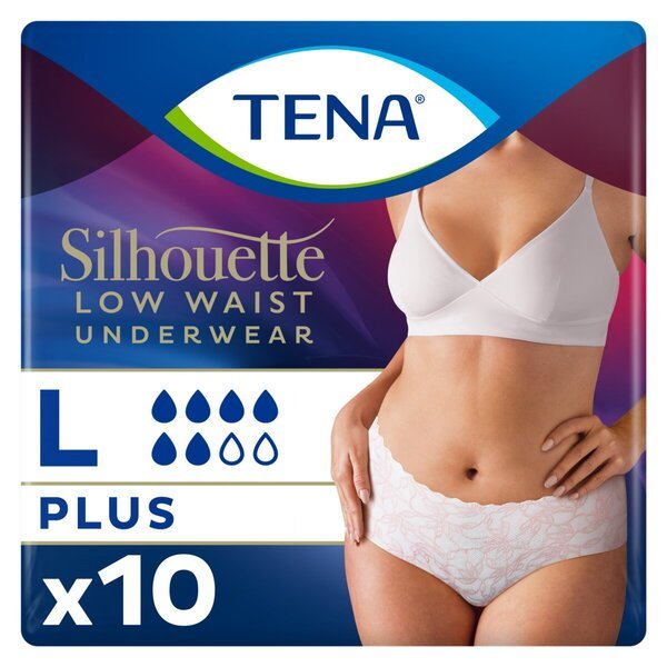 Tena Silhouette Plus zema jostasvietas inkontinences biksītes<br>Medicīniskā ierīce - balta, L izmērs