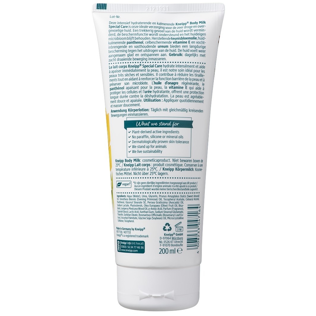 Kneipp kūno losjonas, ypatingos priežiūros kūno pienelis, 200 ml