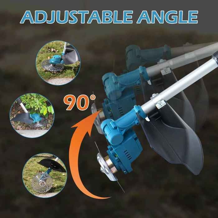 21V 650W Akku-Freischneider, 2 x 4,0Ah Akkus, bürstenloser Motor, einstellbarer Winkel, Komplettset