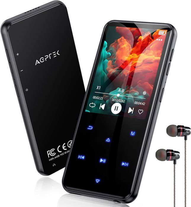 AGPTEK Player MP3 cu 64 GB și Bluetooth 5.3, ecran mare de 2,4