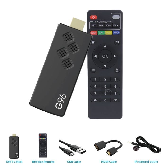 Reproductor multimedia G96 TV Stick Dongle de 2 GB + 16 GB, Android 10 Smart TV Box, 2.4G y 5G, WIFI, Bluetooth.