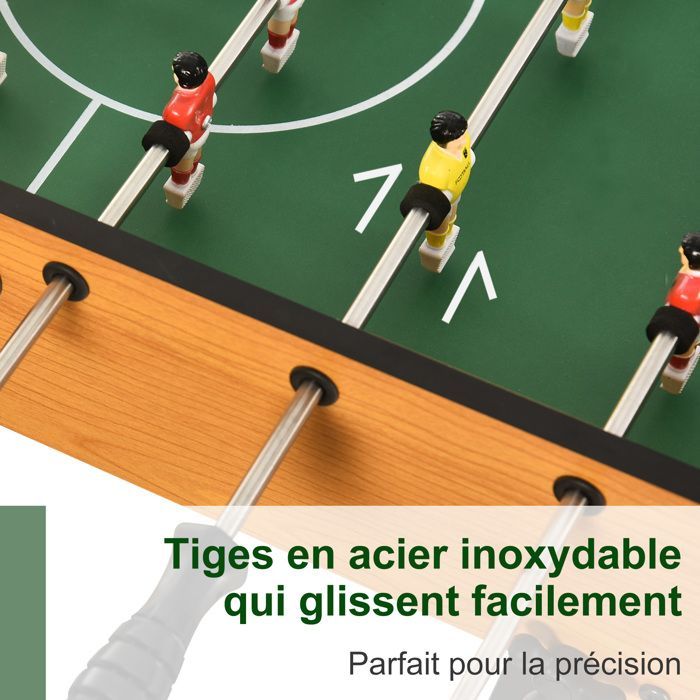 Opklapbare tafelvoetbaltafel, afmetingen 98L x 42B x 62H cm, inclusief 2 ballen, MDF met houtlook en zwart.