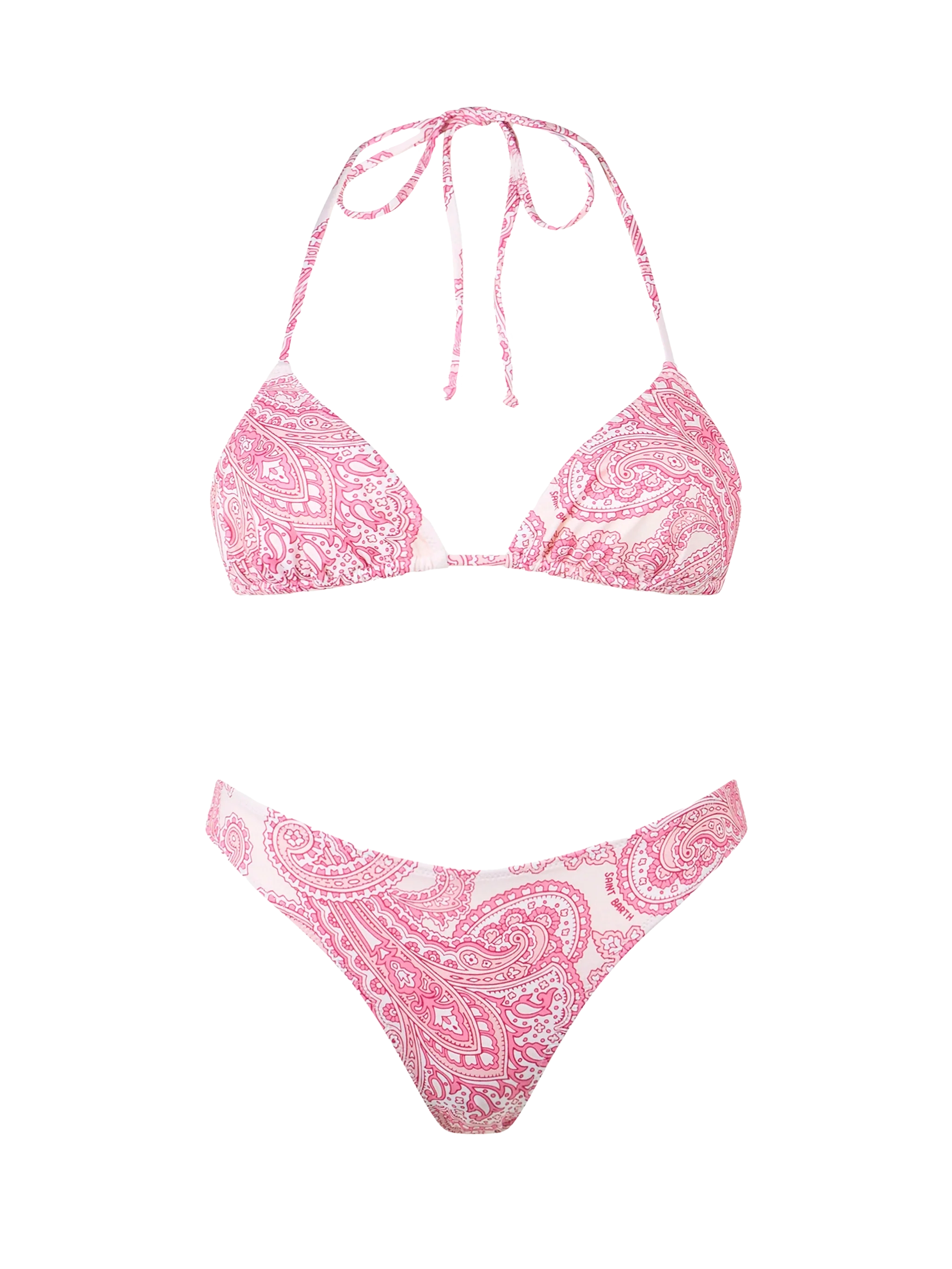 Leah Lido damesbikini met roze paisleyprint en driehoekige vorm