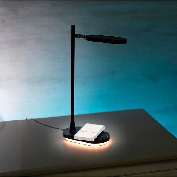 Lampă de birou LED cu încărcare wireless, neagră