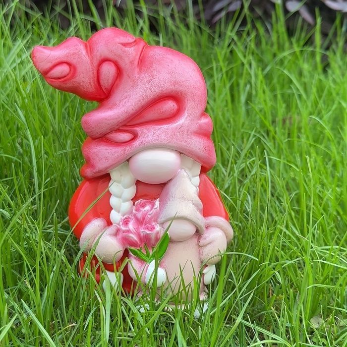 Statue de nain de jardin en résine, poupée sans visage mère-fille avec fleurs, ornement de pelouse, décoration artistique .