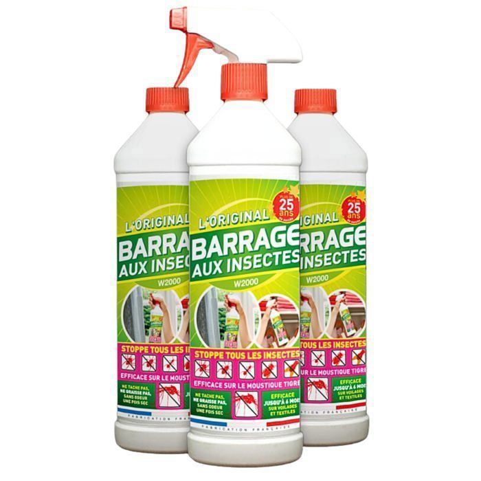 Barrera antiinsectos W2000 3x1L con 3 tapones de seguridad + 1 botella pulverizadora