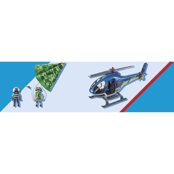 PLAYMOBIL 70569 Hélicoptère de police et parachutiste, City Action, Les Policiers, Dès 4 ans