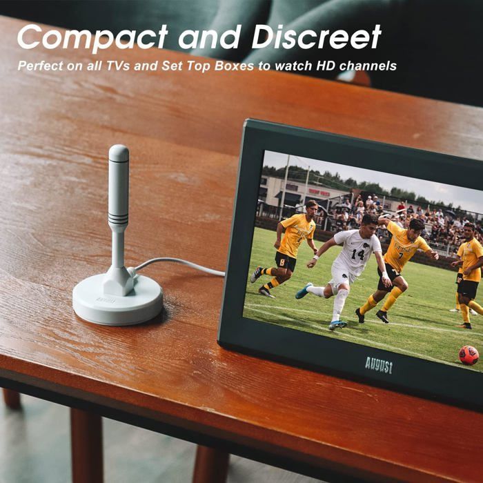 DTA240 - Powerful Indoor TV Antenna, Portable HD Digital Terrestrial Television Antenna with Magnetic Base for Improved Reception on TV, Digital Terrestrial Radio Decoder