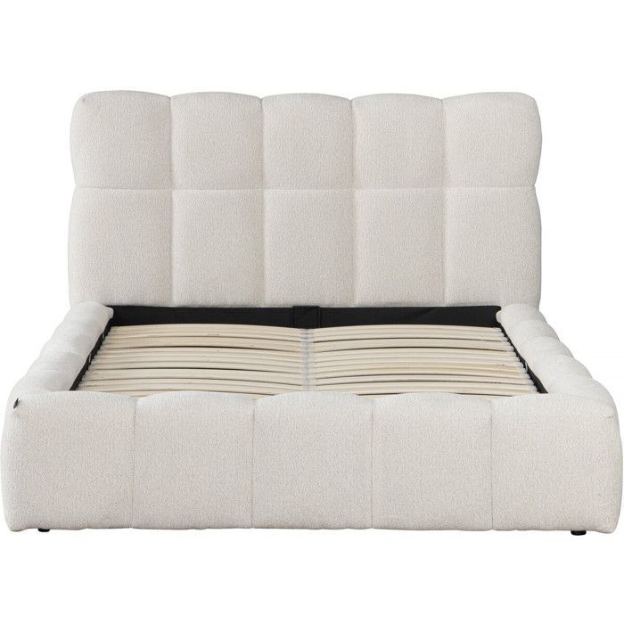Cama doble de tela con espacio de almacenamiento 
