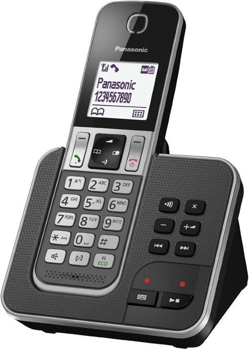 Panasonic KX-TGD320FRB – Schnurloses Telefon mit Anrufbeantworter, LCD-Bildschirm, Anrufsperre und Eco-Modus