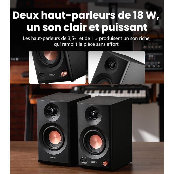 Monitores de estudio compactos - SVATV - Audio de alta resolución - Bluetooth V5.4 - Controles físicos - RCA - AUX