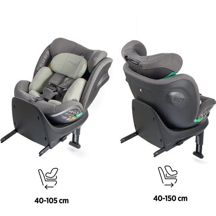 Bilbarnstol - BABYAUTO - SCUDDA - Grupp 0/1/2/3 - 40/150 cm - I-Size - Vridbar - Liggbar - Reducerbar - Stödben - Olivgrön