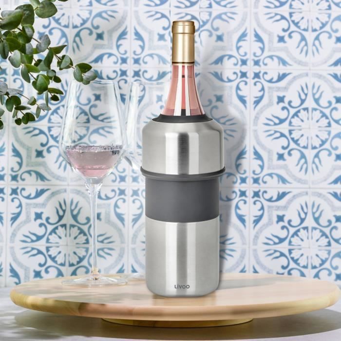 Enfriador de botellas - LIVOO - GS158 - Botellas de vino y champán - Acero inoxidable - Ø 11,5 x 23,5 cm - Doble pared