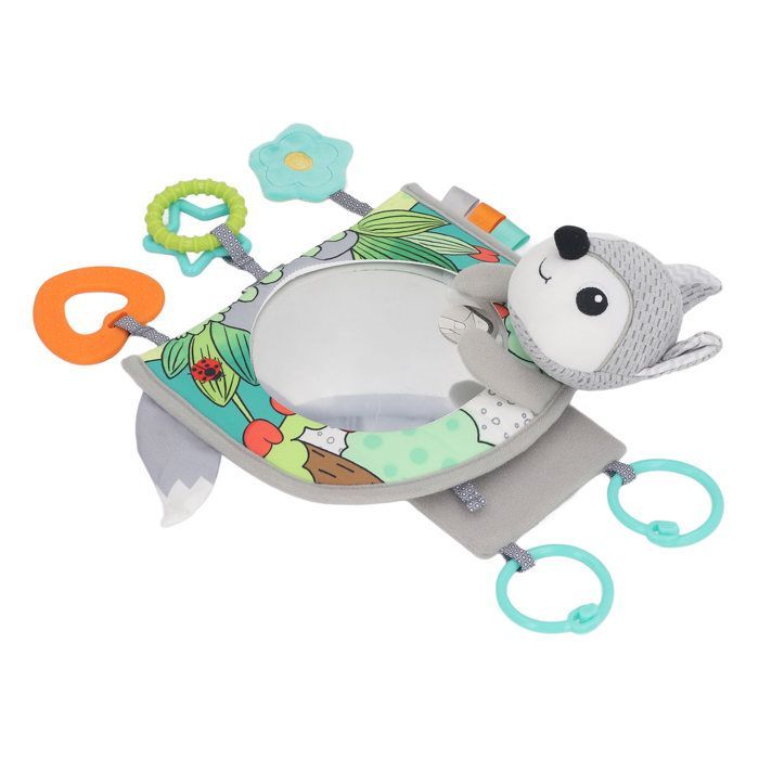 Espejo de juguete para coche de bebé Mxzzand, juguete para coche de bebé con espejo, accesorio que mejora el tiempo de juego, zorro gris