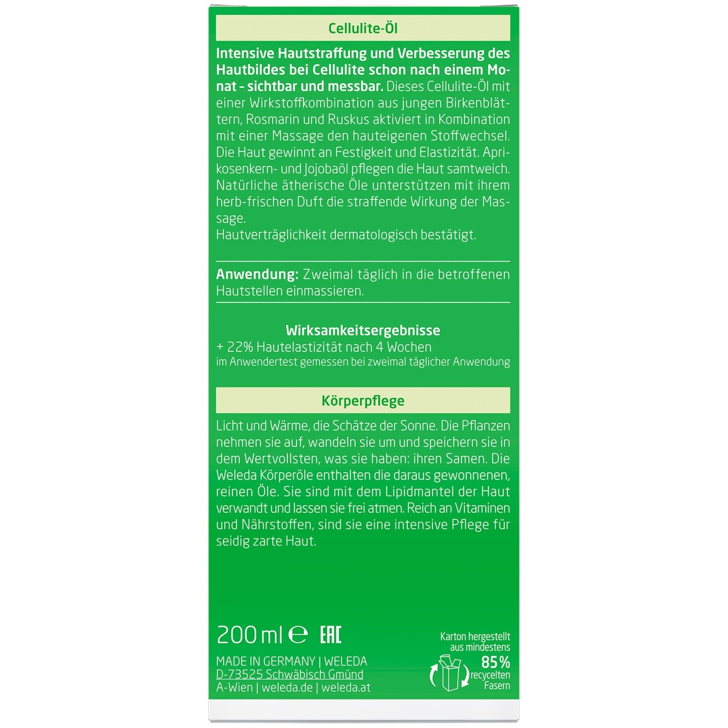 Weleda Birken-Körperolie tegen cellulitis – 100 ml