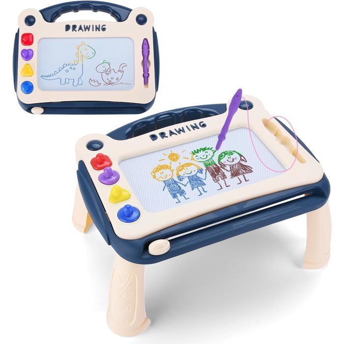 Pizarra mágica grande con patas, pizarra magnética borrable para niños de 2 a 5 años con pegatinas.