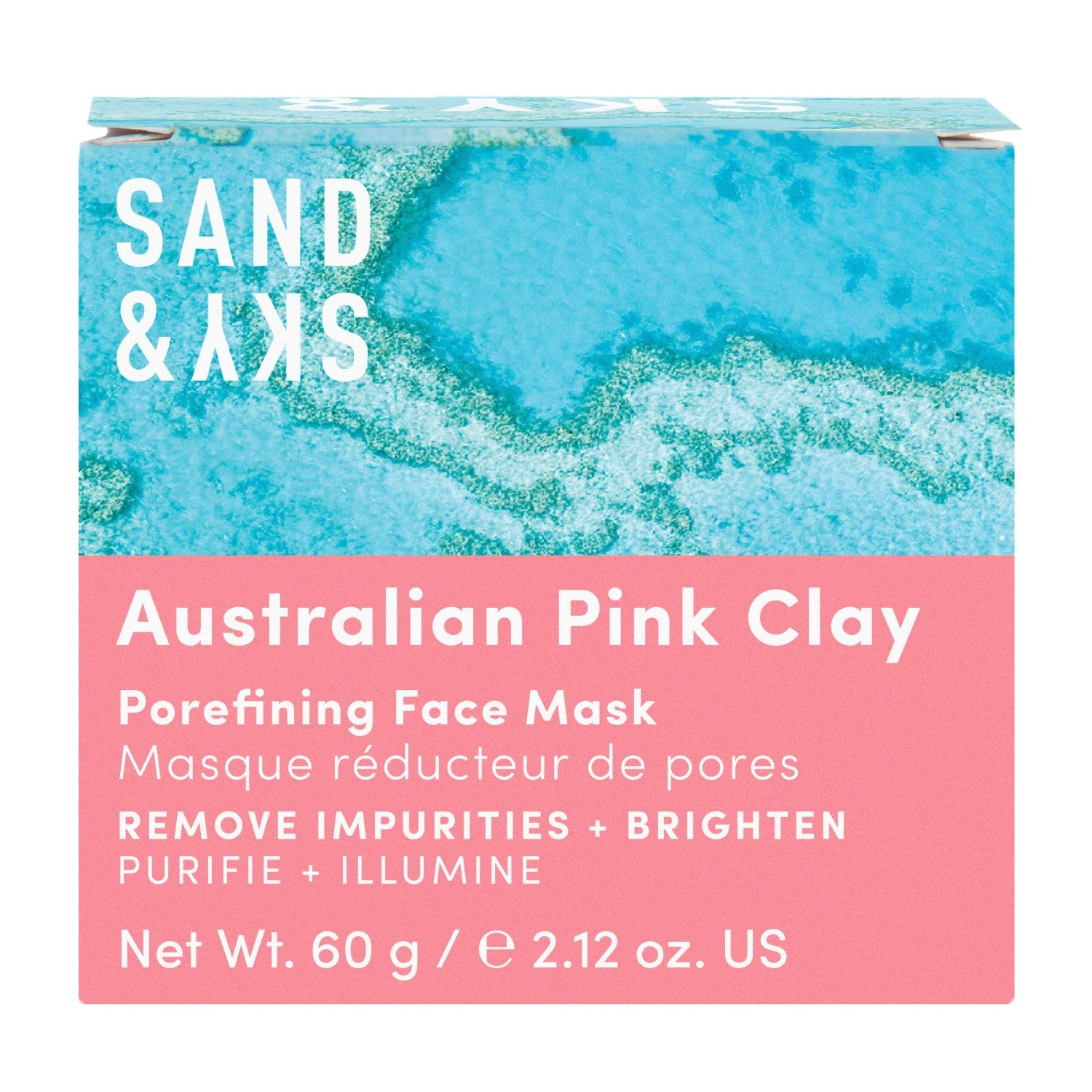 Sand & Sky māla maska ar Austrālijas rozā māliem poru attīrīšanai – 60 g