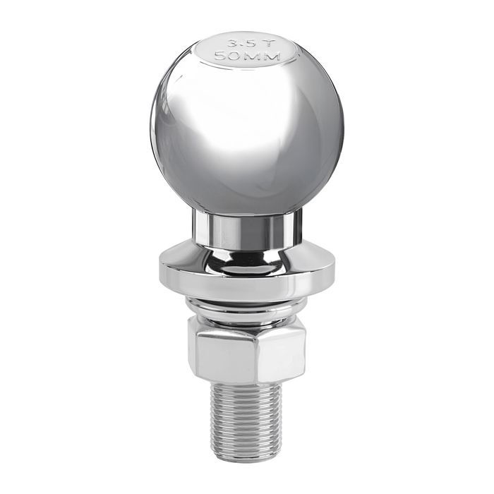 Sfera di traino Wiltec da 50 mm 3,5 t in acciaio al carbonio con testa a sfera dritta da 50/22 mm per gancio di traino.