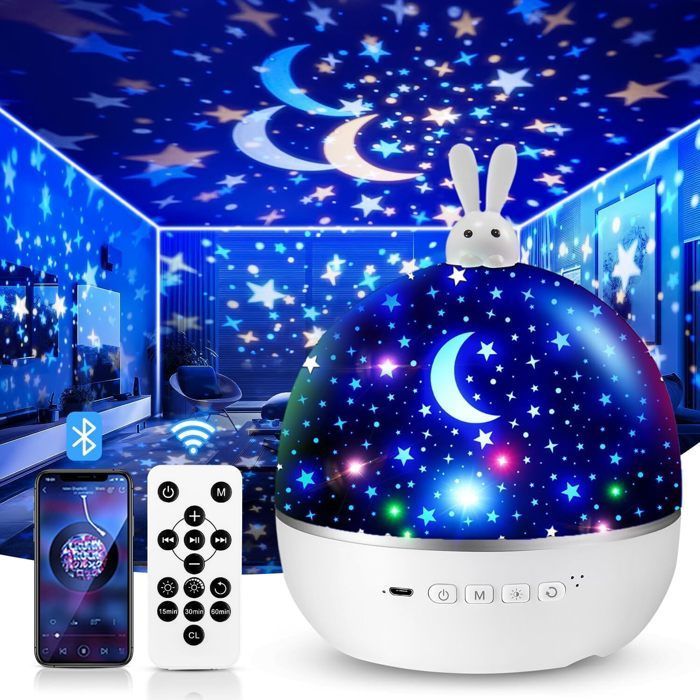 Sterrenhemelprojector met 15 films - Bluetooth-muziek en 360° rotatie - Afstandsbediening - voor kinderen - Lamp en slaapkamerdecoratie