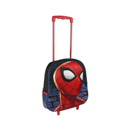 Mochila Con Tirador Y Ruedas De Spiderman 25x31x10 cm