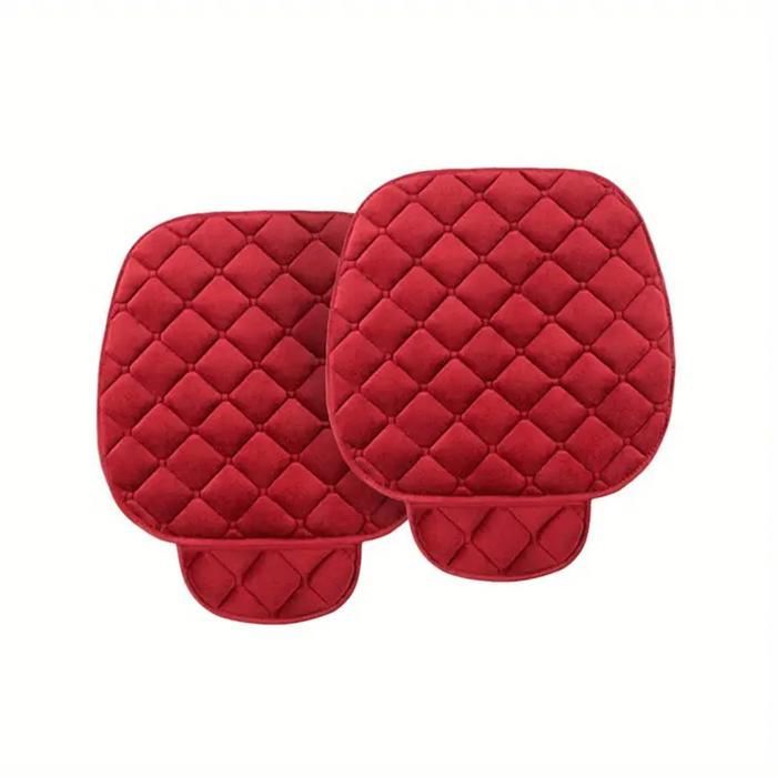 Coprisedili per auto in peluche (2 pezzi) - Protezioni universali per auto, casa, ufficio e sedie (rosso)