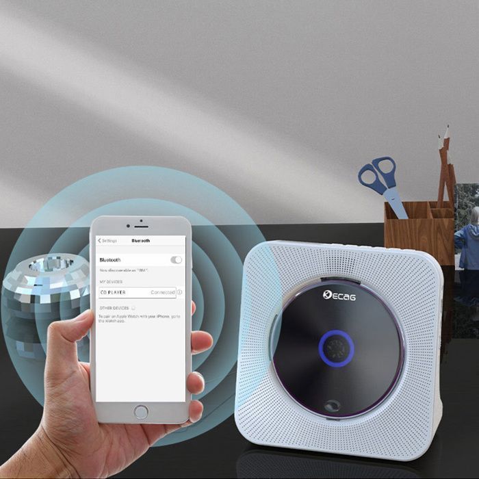 Retro Bluetooth CD Player - USB/AUX/FM - Bluetooth Transmitter & Receiver - HiFi - With Remote Control - Rechargeable - White