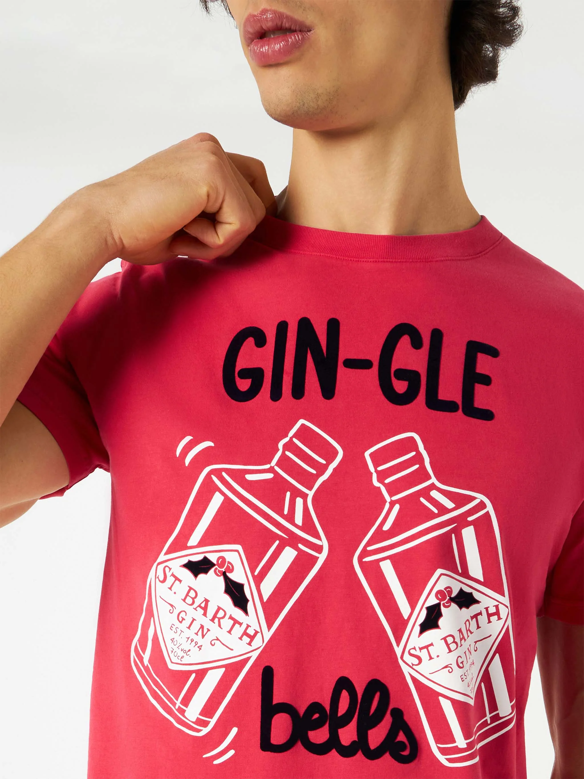 Heren T-shirt met Gin-Gle Bells-print
