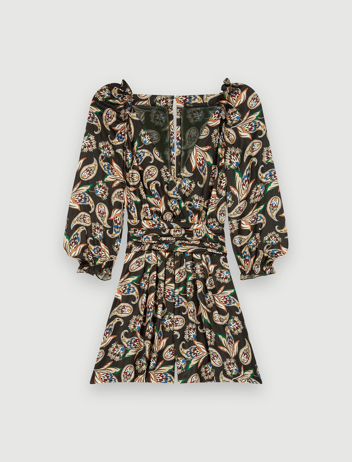 Salopetă scurtă din satin imprimat - Paisley Noir