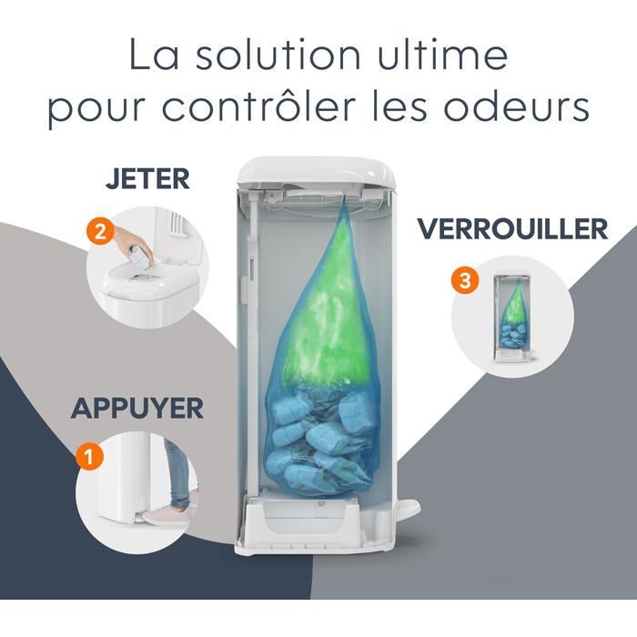 Cubo para pañales Diaper Genie Platinum - Acero inoxidable, gran capacidad para 47 pañales, a prueba de olores