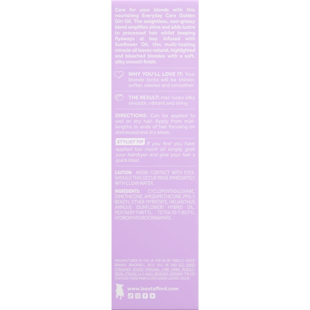 Lee Stafford Haarolie voor Dagelijkse Verzorging – Golden Girl Olie – 50 ml