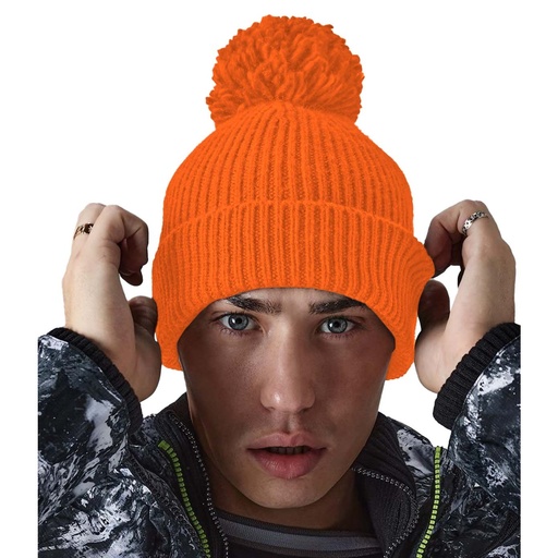  Bonnet en maille technique avec pompon Beechfield